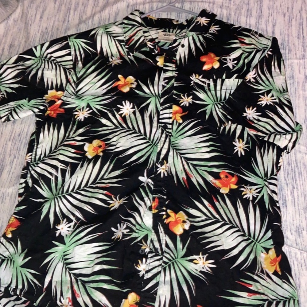 Vans floral button down shirt